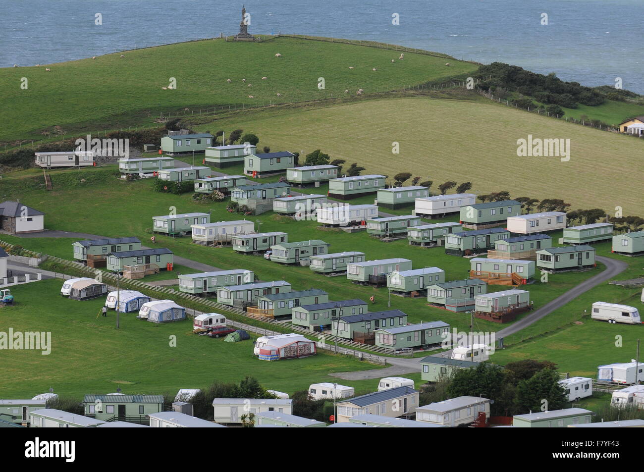 Holiday roulotte vicino alla costa a Borth vicino Ceredigion, metà del Galles. Foto Stock