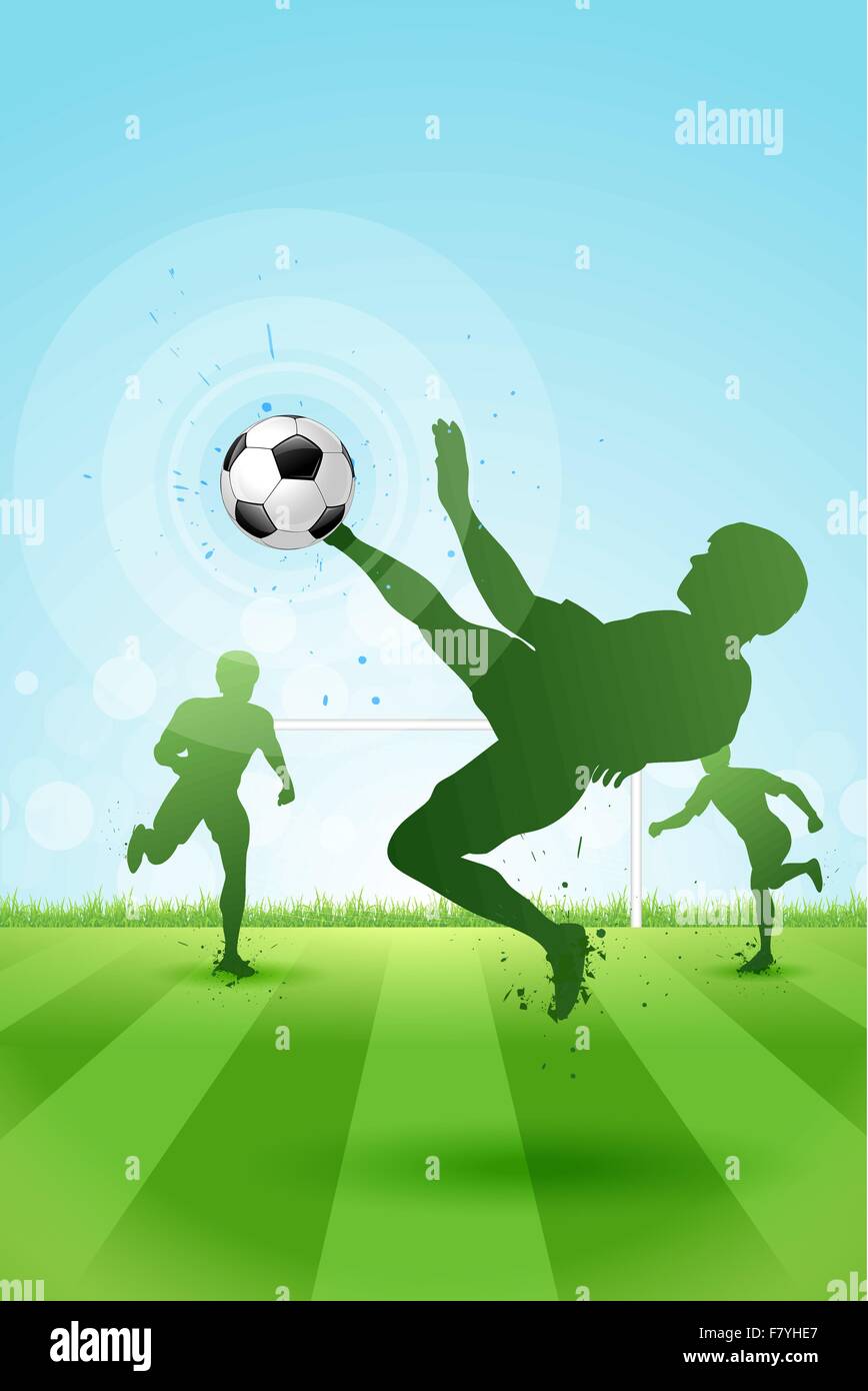 Soccer sfondo con tre giocatori Illustrazione Vettoriale