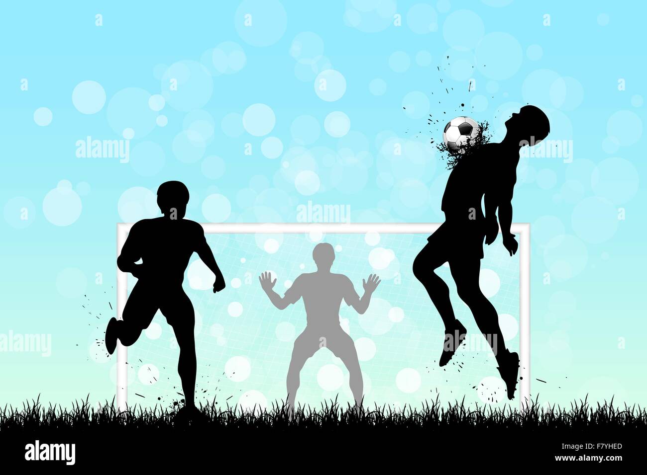 Soccer sfondo con tre giocatori Illustrazione Vettoriale