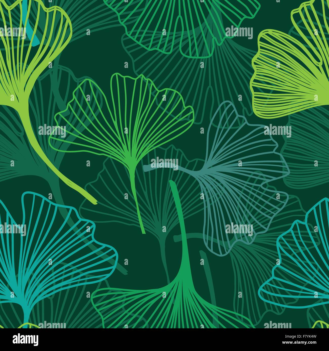 Seamless fiore decorativo sfondo con Ginkgo biloba Illustrazione Vettoriale