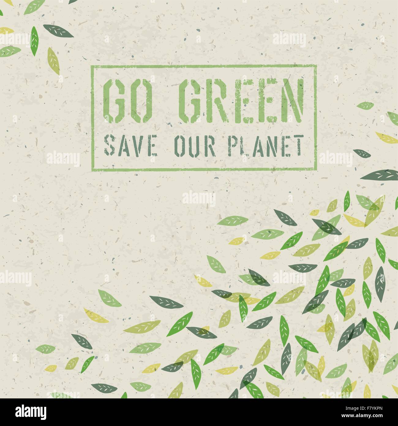 Go Green concept su carta riciclata texture. Vettore Illustrazione Vettoriale