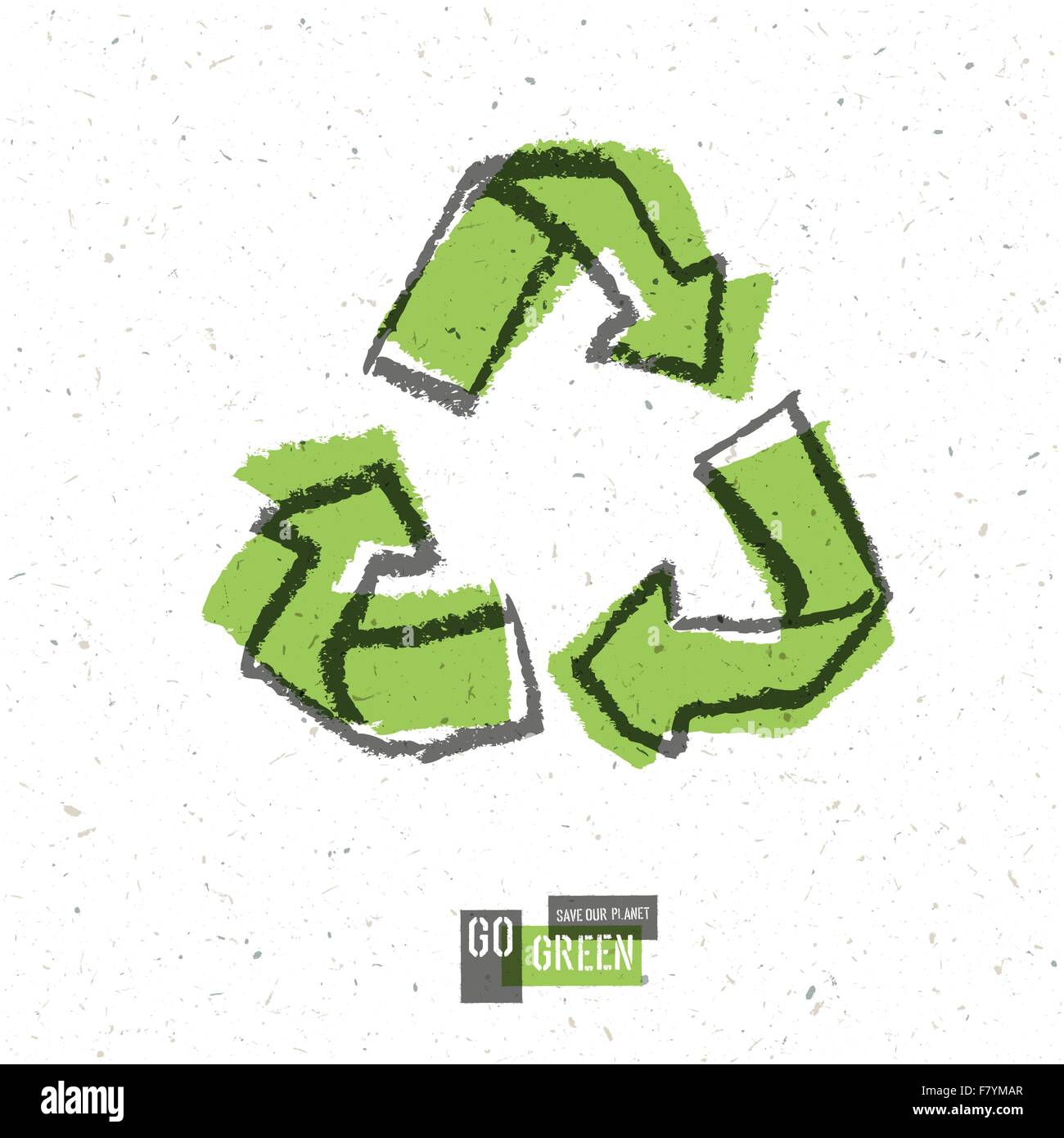 Go Green Concept Poster con segno riciclati. Vettore Illustrazione Vettoriale