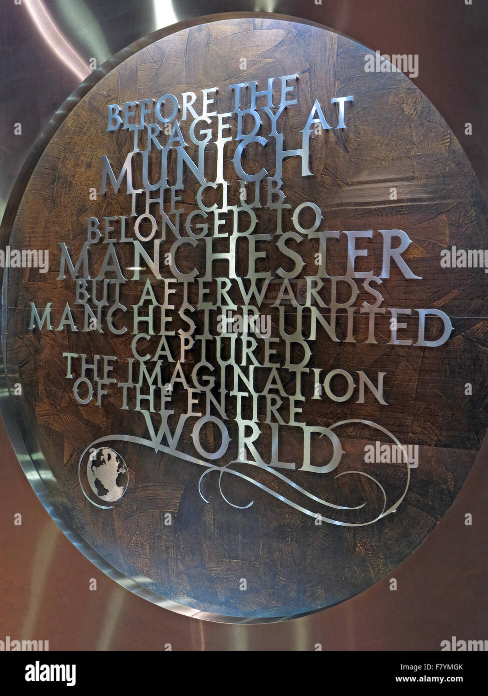 MUFC,Monaco di Baviera memorial,Old Trafford, Manchester United,l'Inghilterra,UK. " Prima della tragedia di Monaco di Baviera, il club apparteneva a Manchester' Foto Stock