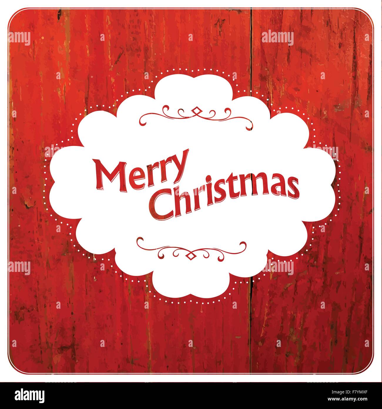 Buon Natale Design VIntage su tavole di rosso. Vettore Illustrazione Vettoriale