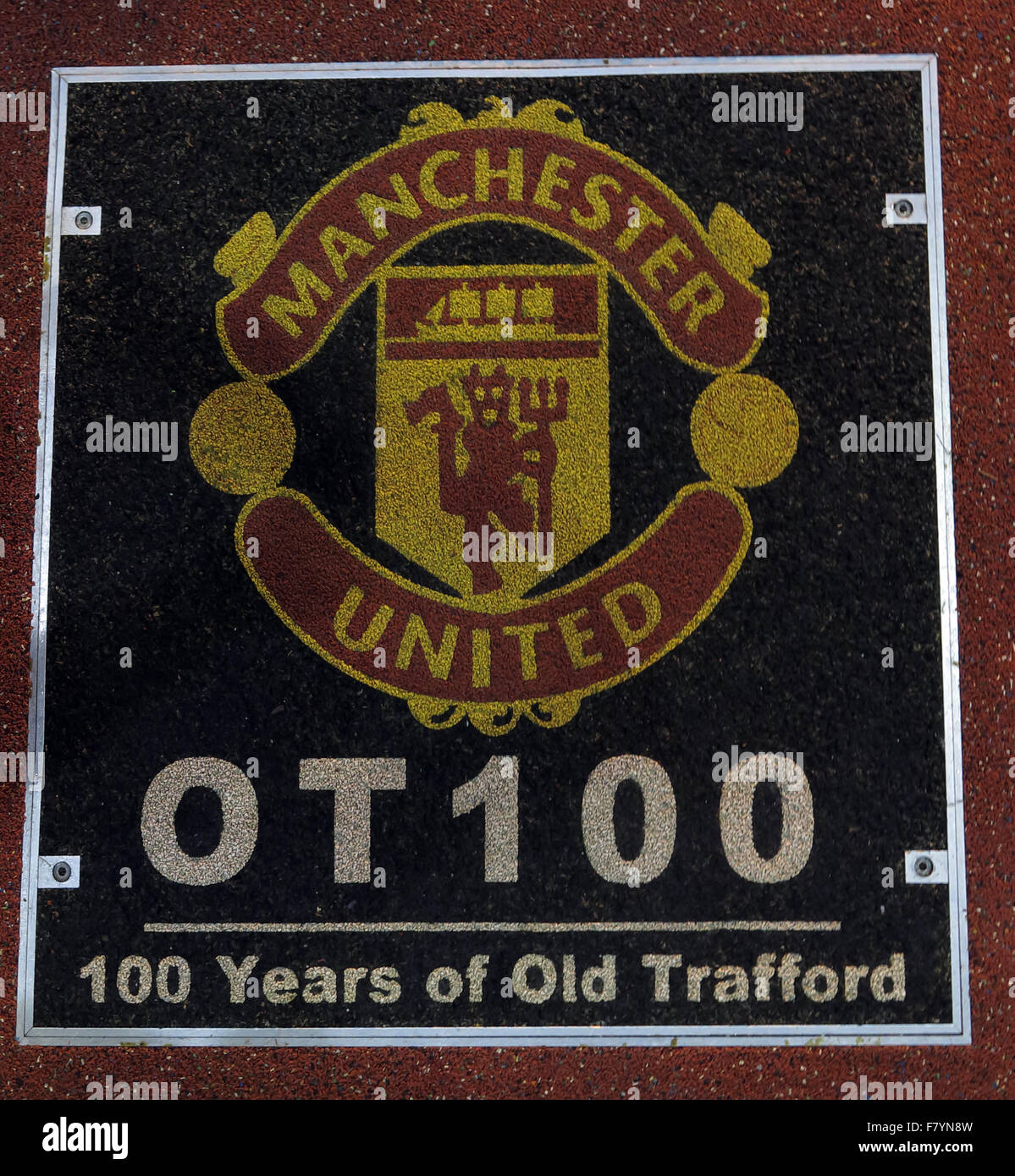 Sito del Old Trafford 100 anni time capsule OT100, lo stadio del Manchester United,l'Inghilterra,UK Foto Stock
