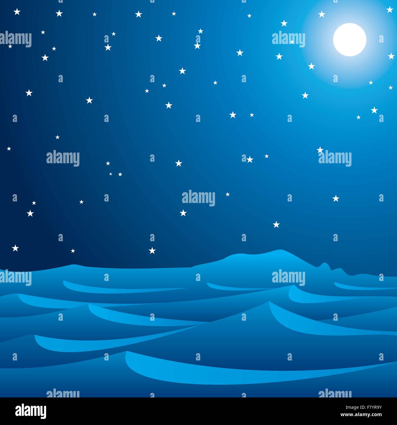 Scena di mezzanotte di deserto di vettore di stock Illustrazione Vettoriale
