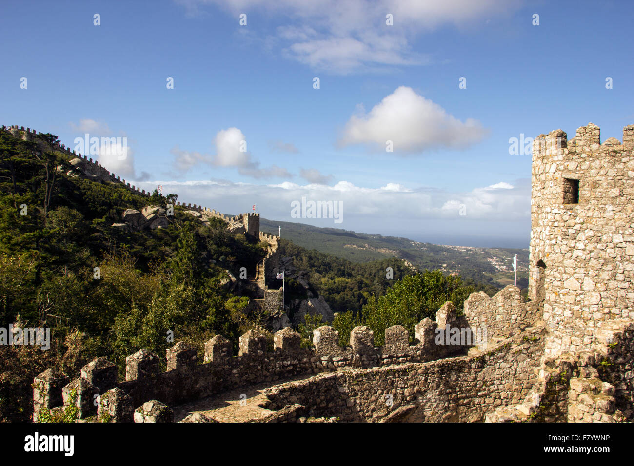 Il Castello moresco risale al X secolo - in materia civile della parrocchia di Santa Maria e São Miguel. Foto Stock