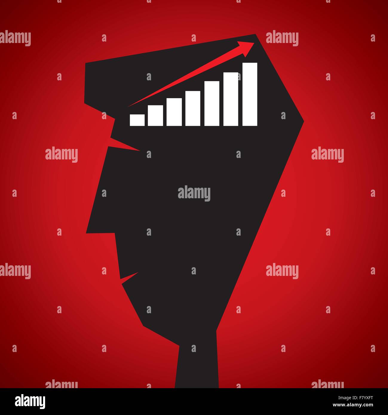 Il grafico del mercato in testa umana vettore di stock Illustrazione Vettoriale