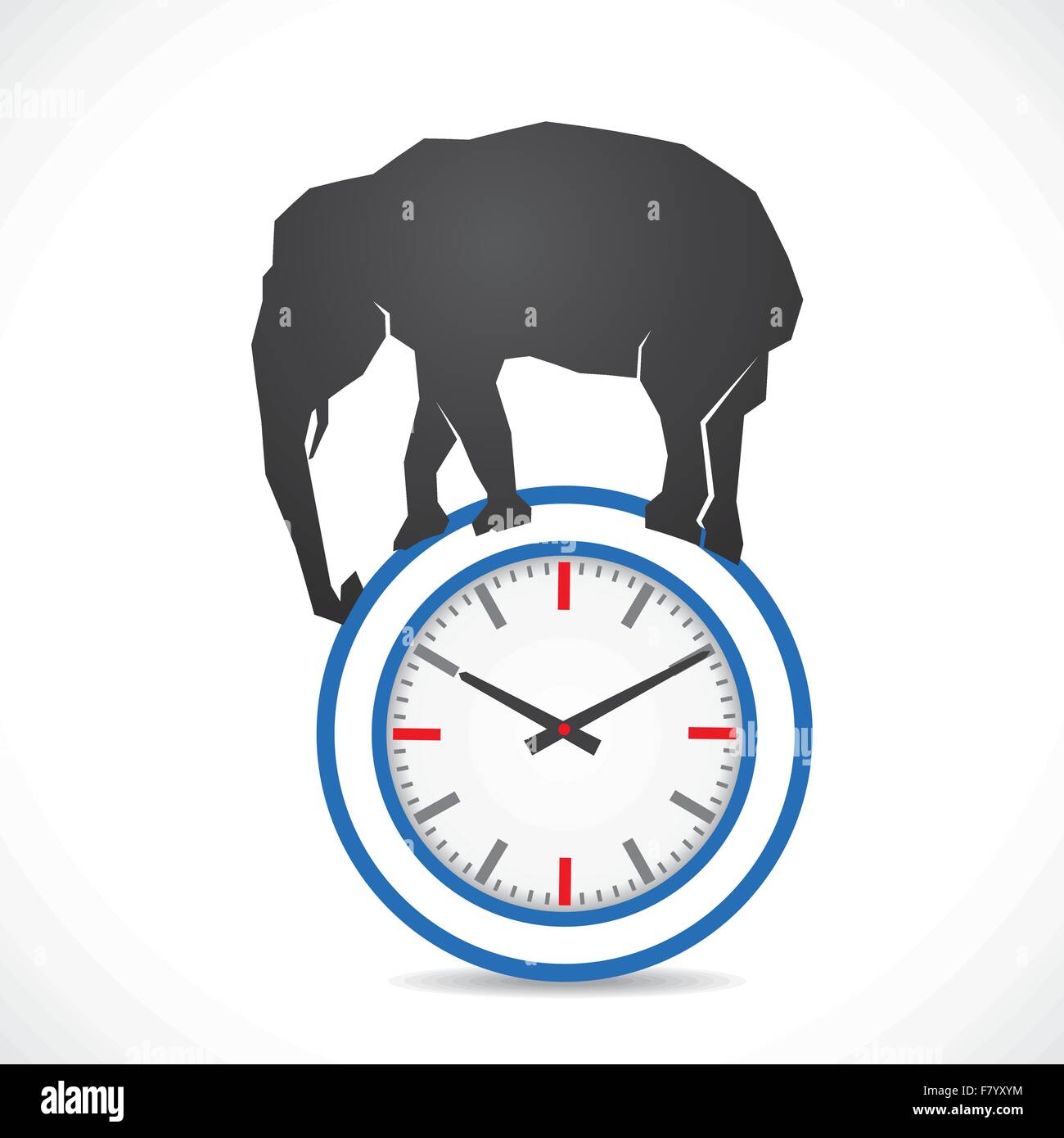Tempo molto difficile concetto mostra elefante su orologio Illustrazione Vettoriale