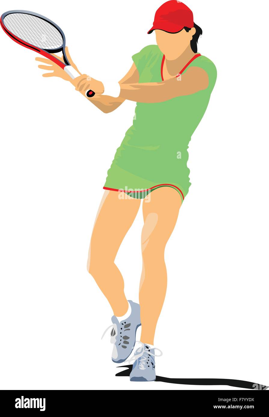 Donna giocatore di tennis. Colorata illustrazione vettoriale per i progettisti Illustrazione Vettoriale