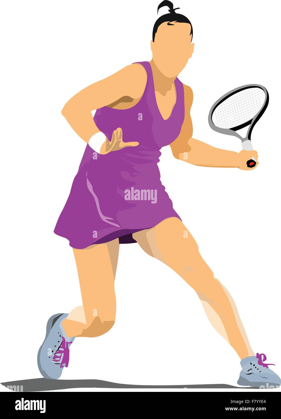 Donna giocatore di tennis. Colorata illustrazione vettoriale per i progettisti Illustrazione Vettoriale