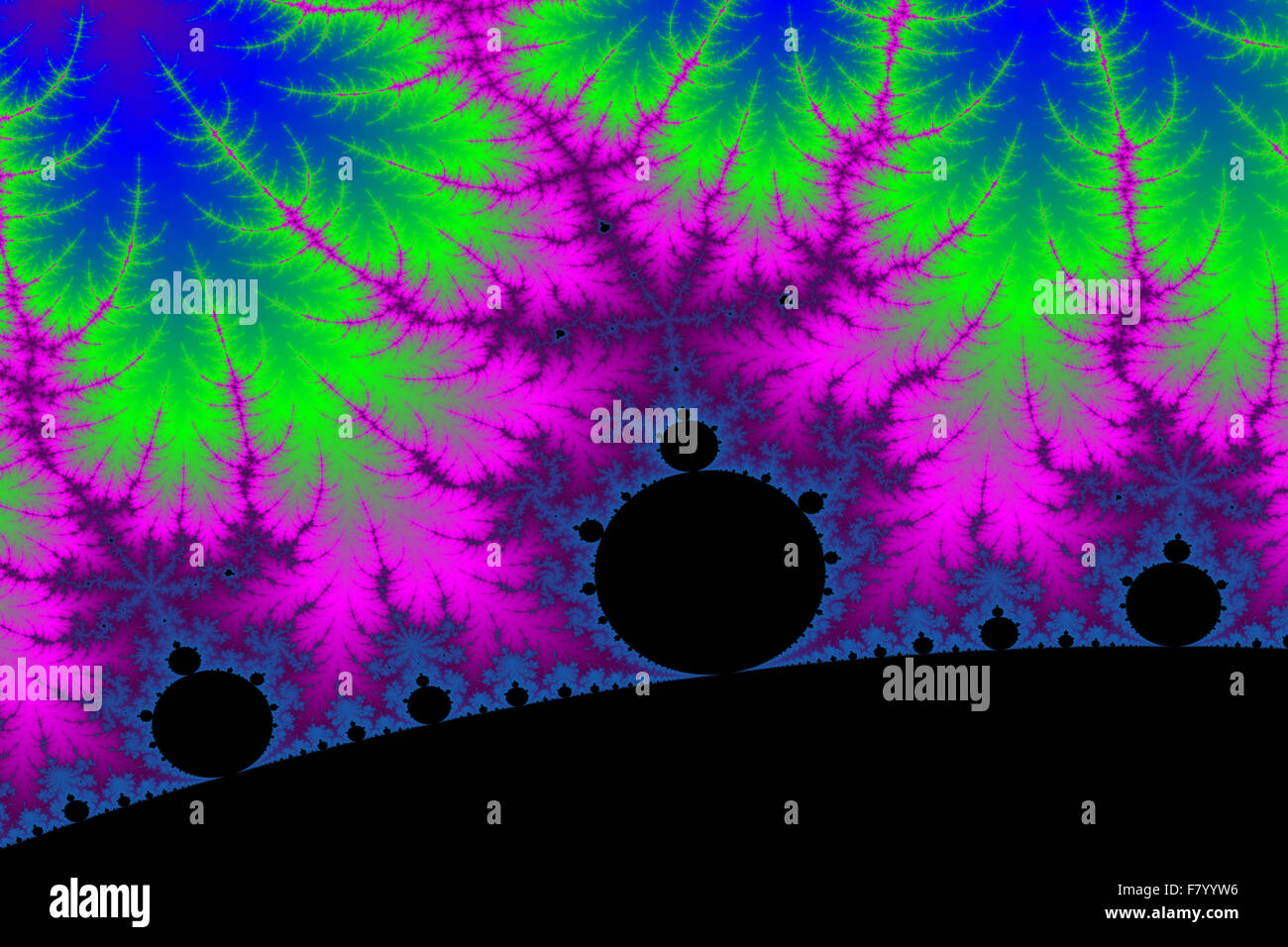 Un generati digitalmente colorato sfondo frattale basata sul set di Mandelbrot Foto Stock