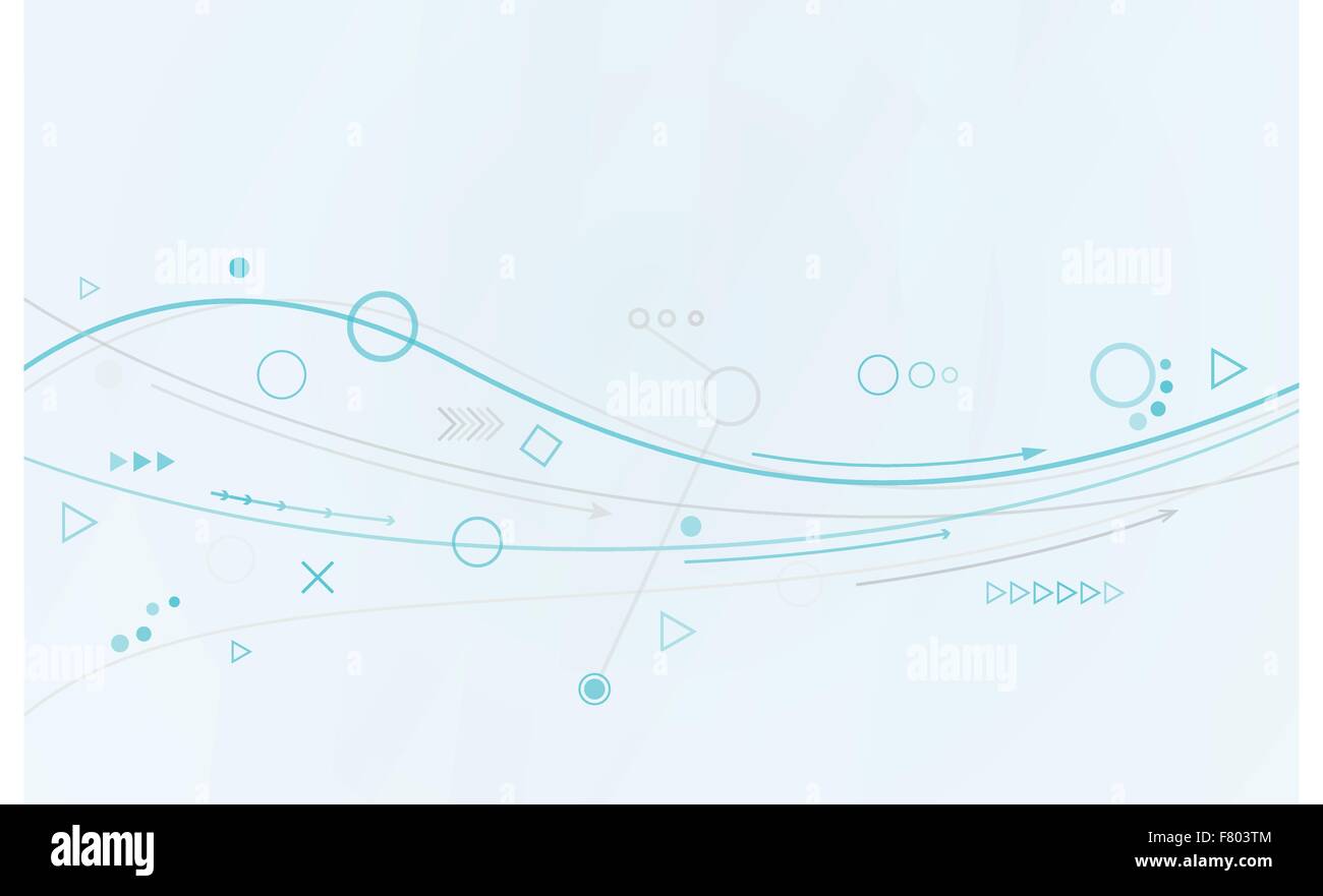 Linee blu, cerchi e simboli diversi Illustrazione Vettoriale