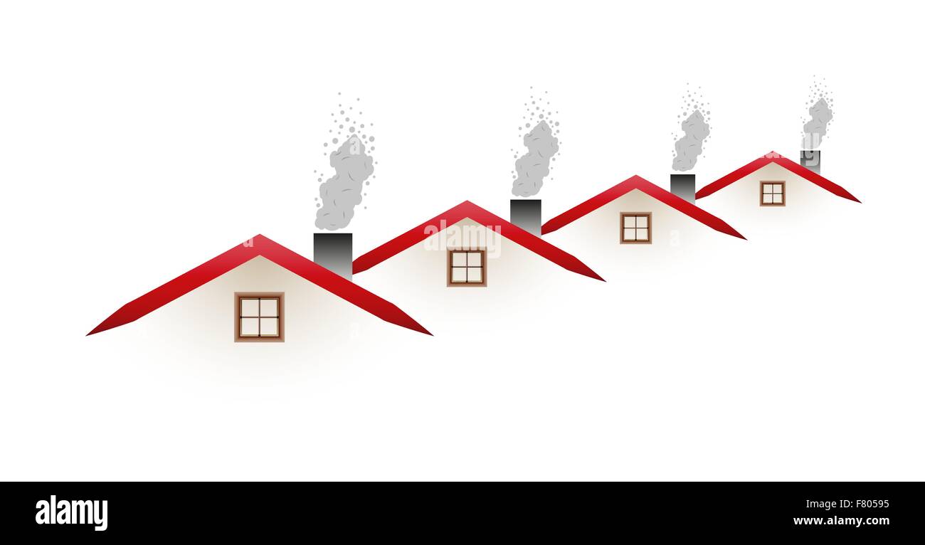Case e tetti di fumare Illustrazione Vettoriale
