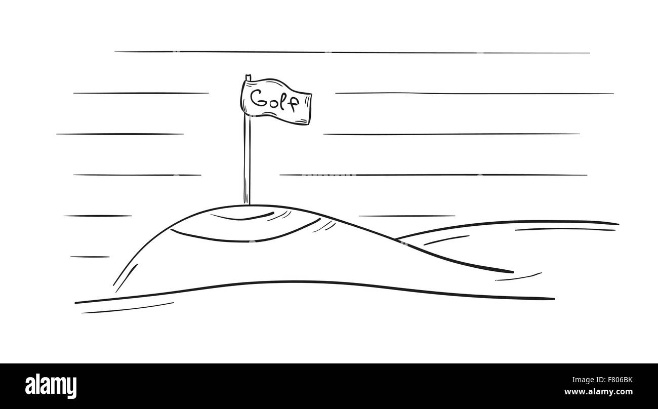 Schizzo della bandiera di golf Illustrazione Vettoriale