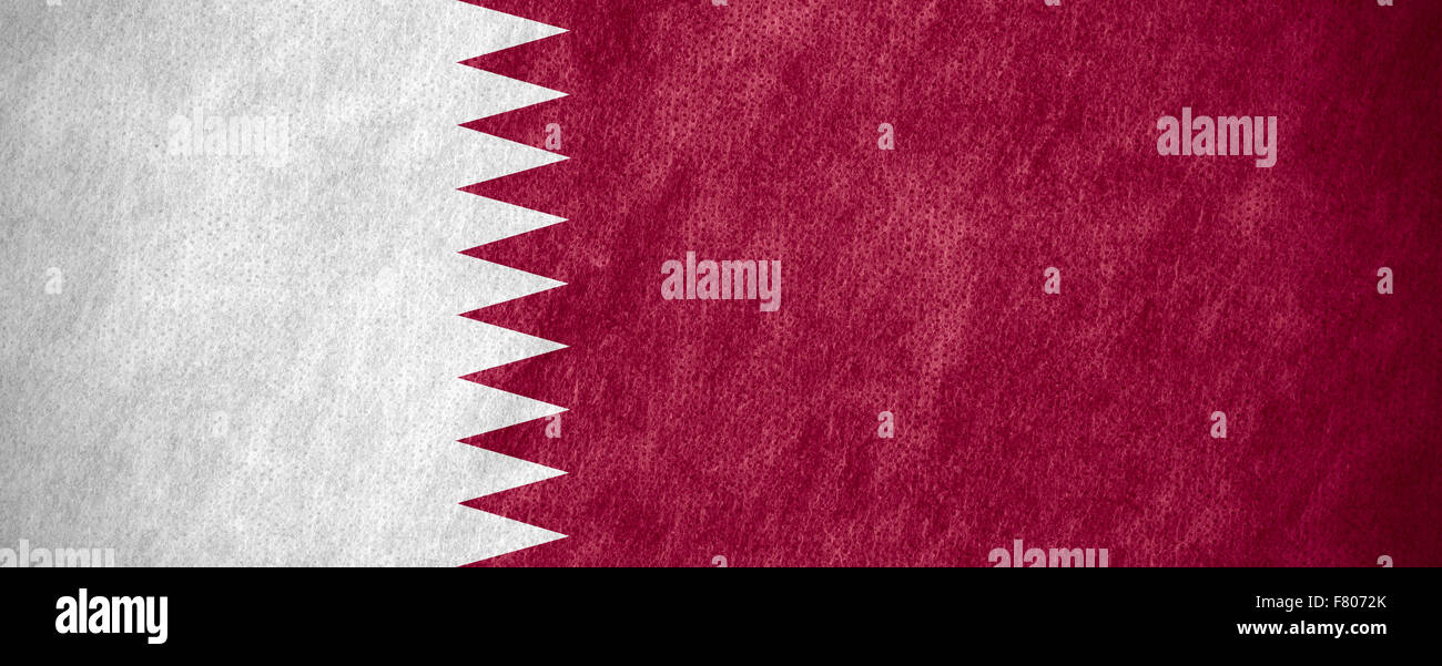 Bandiera del Qatar Qatar o banner su tela texture Foto Stock
