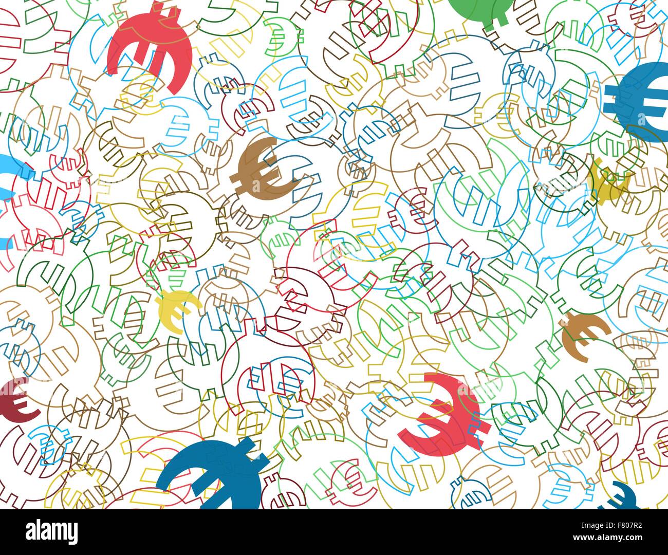 Sfondo con i simboli colorati di valuta euro Illustrazione Vettoriale