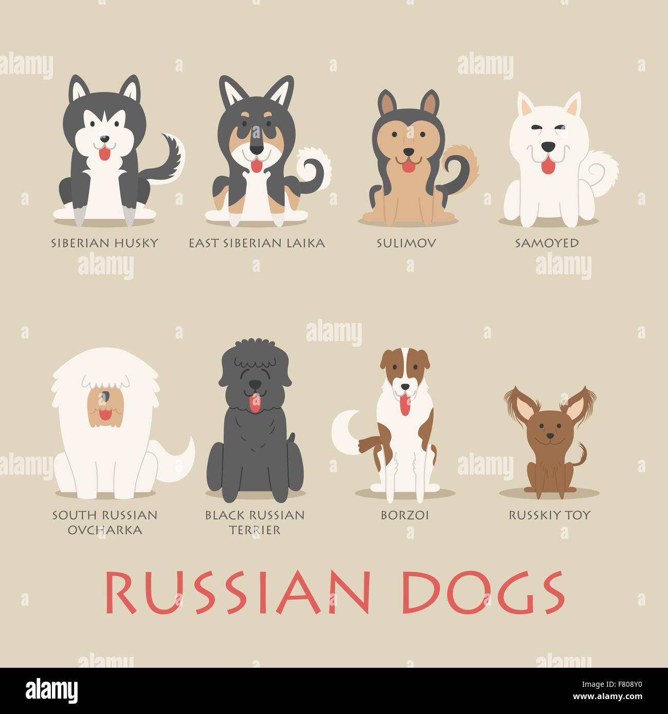 Set di cani russi Illustrazione Vettoriale