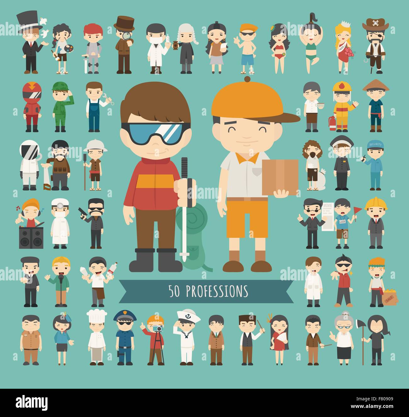 Set di 50 professioni Illustrazione Vettoriale