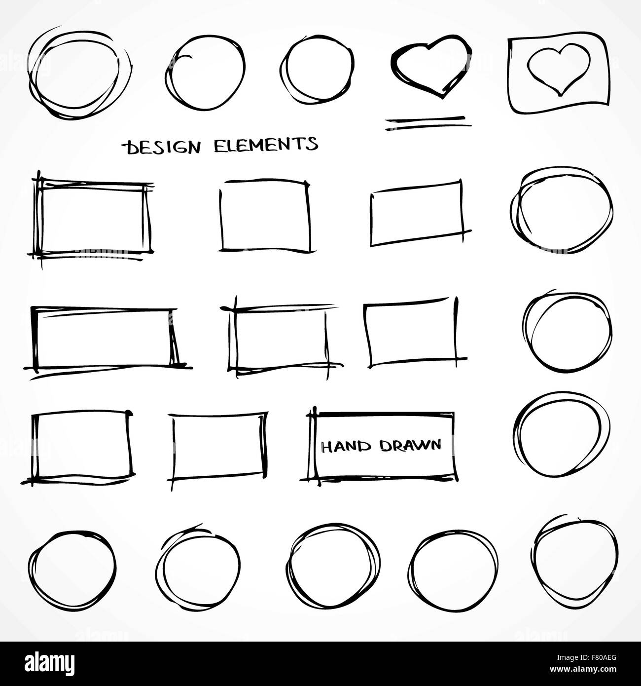 Set di disegnato a mano Scribble isolati gli elementi di design per il business Illustrazione Vettoriale