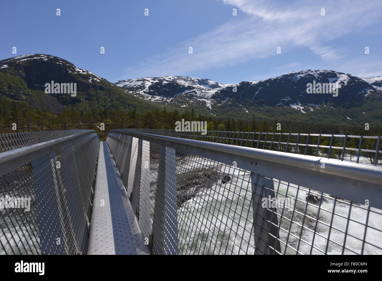 Ponte di sospensione, Sogn og Fjordane, Norvegia Foto Stock