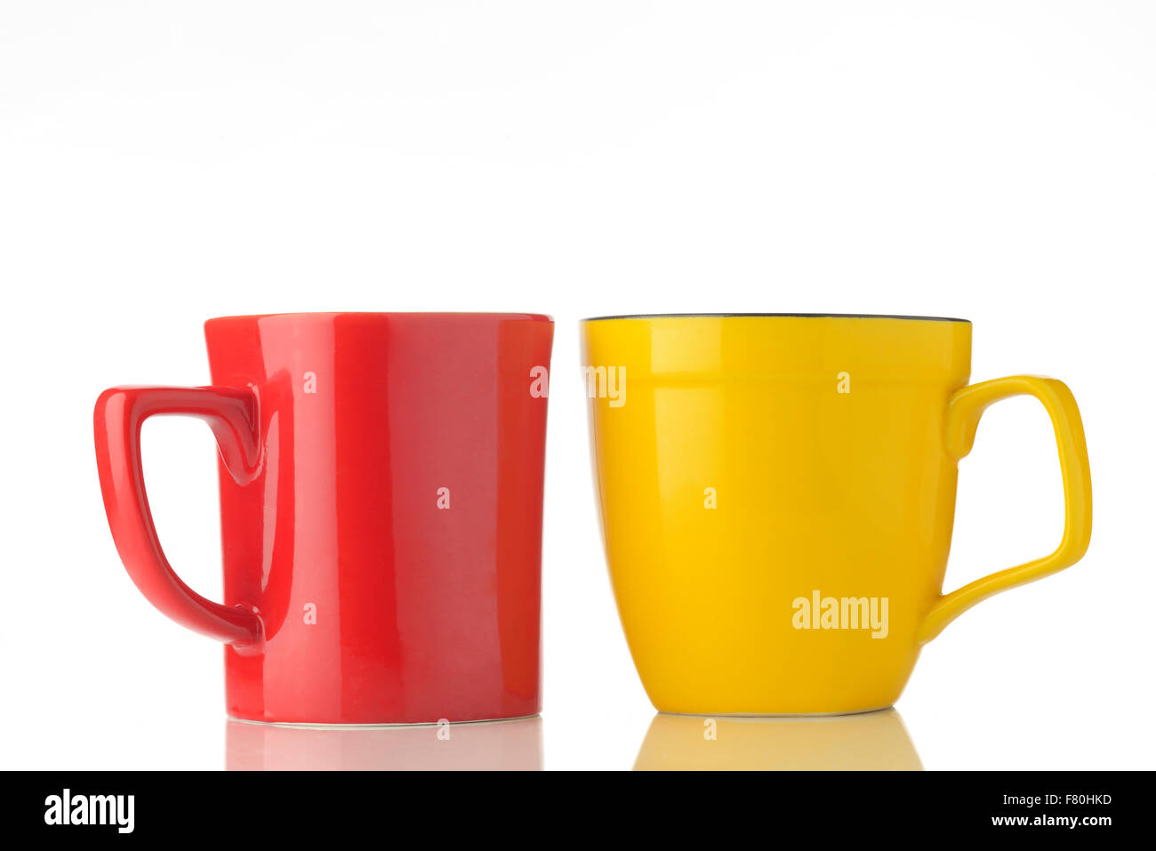 Rosso e Giallo Mug Foto Stock