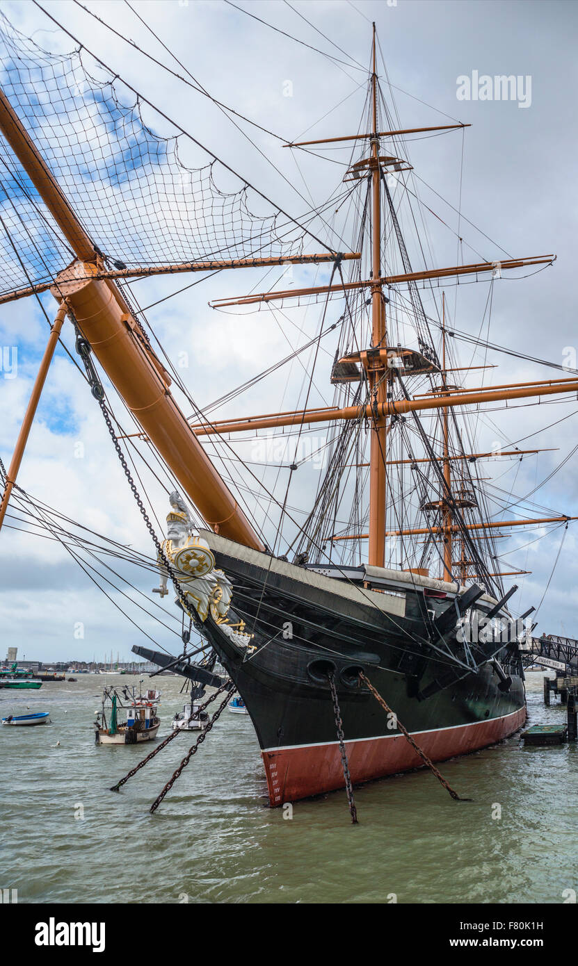 HMS Warrior presso il porto storico di Portsmouth, Inghilterra, Regno Unito Foto Stock