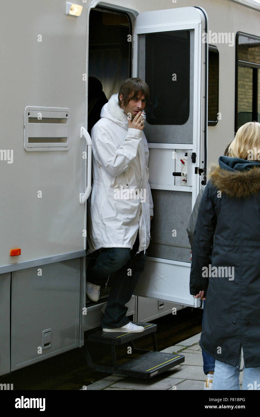 Liam Gallagher lasciando rimorchio rendendo video per nazioni Chemistry, a poco a poco, City of London (immagine di credito© Jack Ludlam) Foto Stock