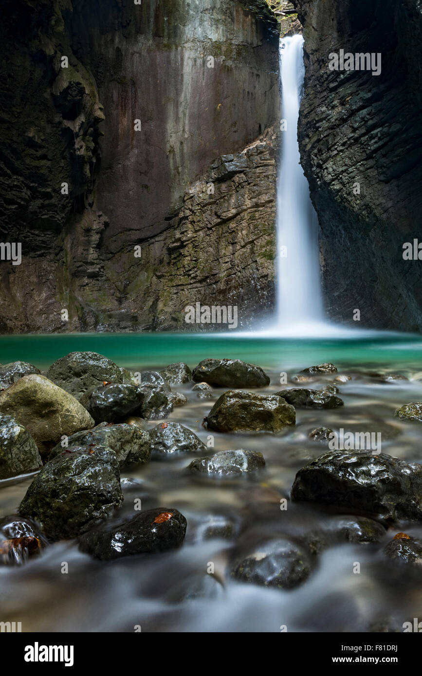 Cascata Kozjak, il Parco Nazionale del Triglav, Slovenia Foto Stock