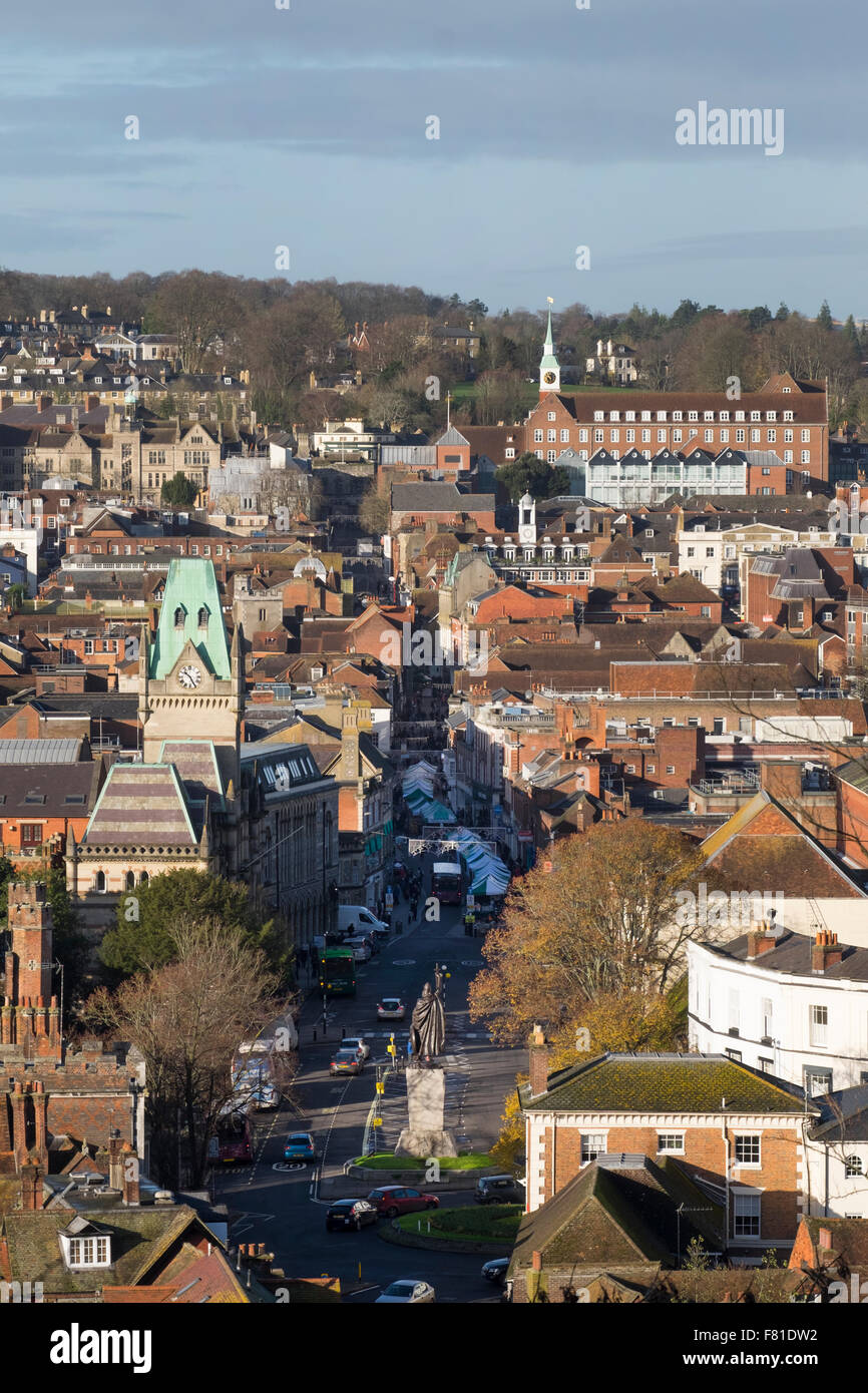 Vista della città di Winchester skyline del centro Foto Stock