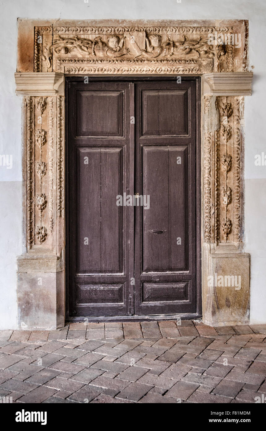 Almagro Gate del sedicesimo secolo nel monastero dell'Incarnazione, Castilla La Mancha, in Spagna Foto Stock
