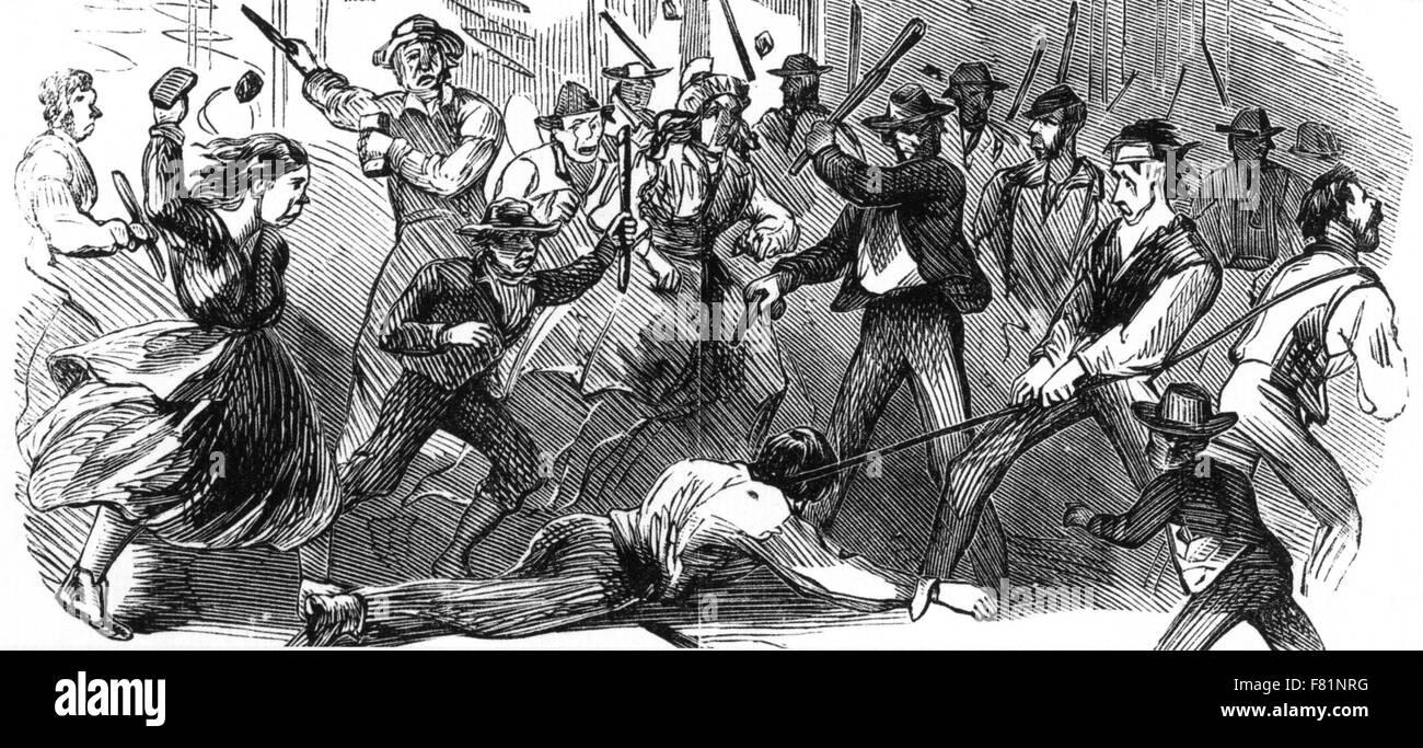 NEW YORK CITY progetto di tumulti 13-16 luglio 1863. Il colonnello Henry O'Brien è ucciso dalla mafia Foto Stock