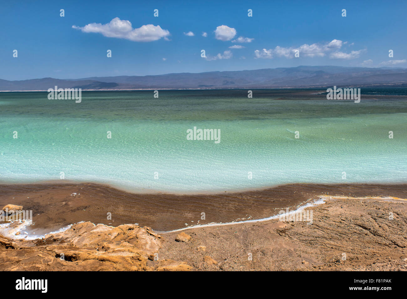 Il lago Assal, Gibuti Foto Stock