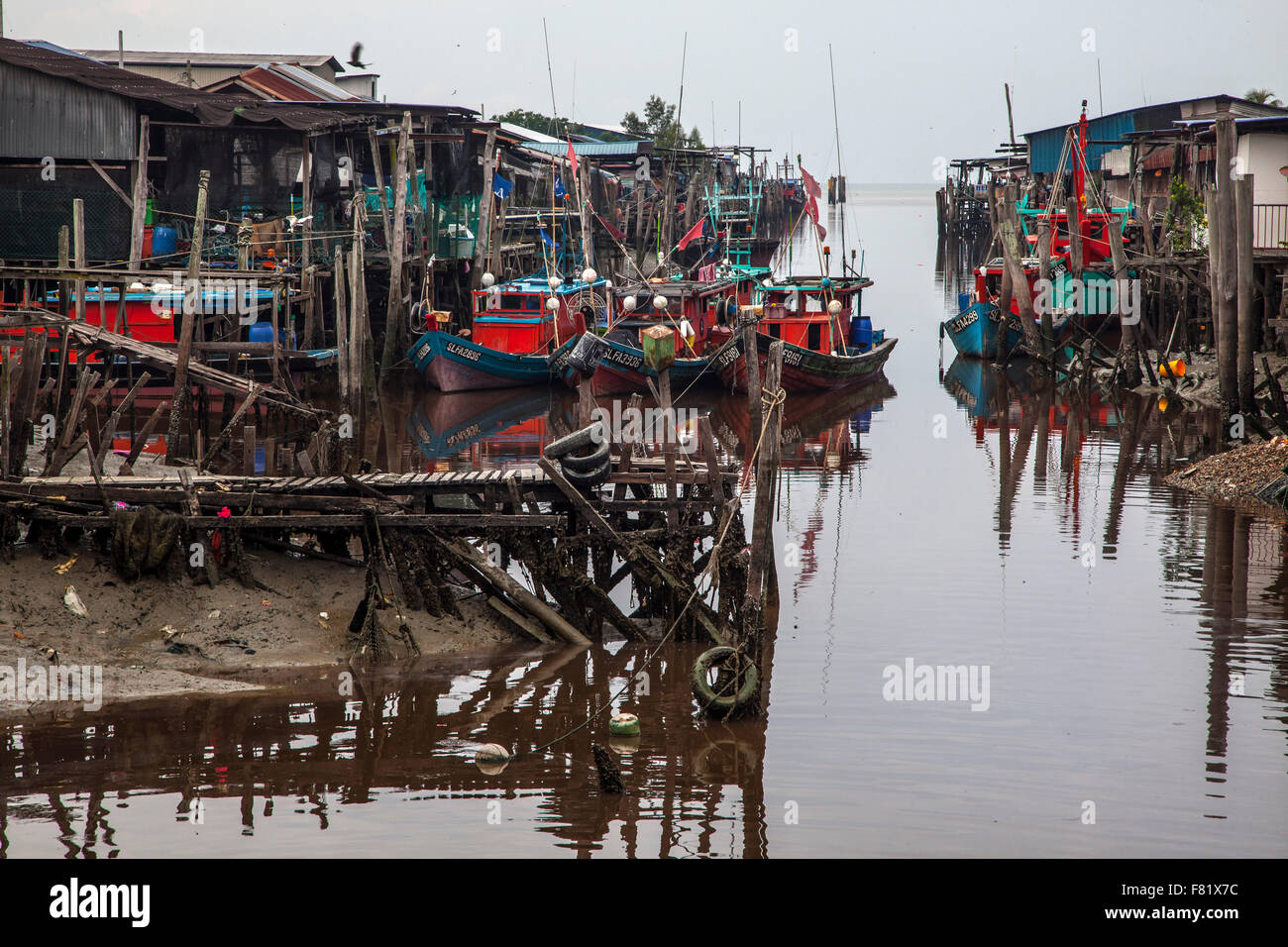 Sekinchan villaggio di pescatori, penisola della Malesia. Foto Stock