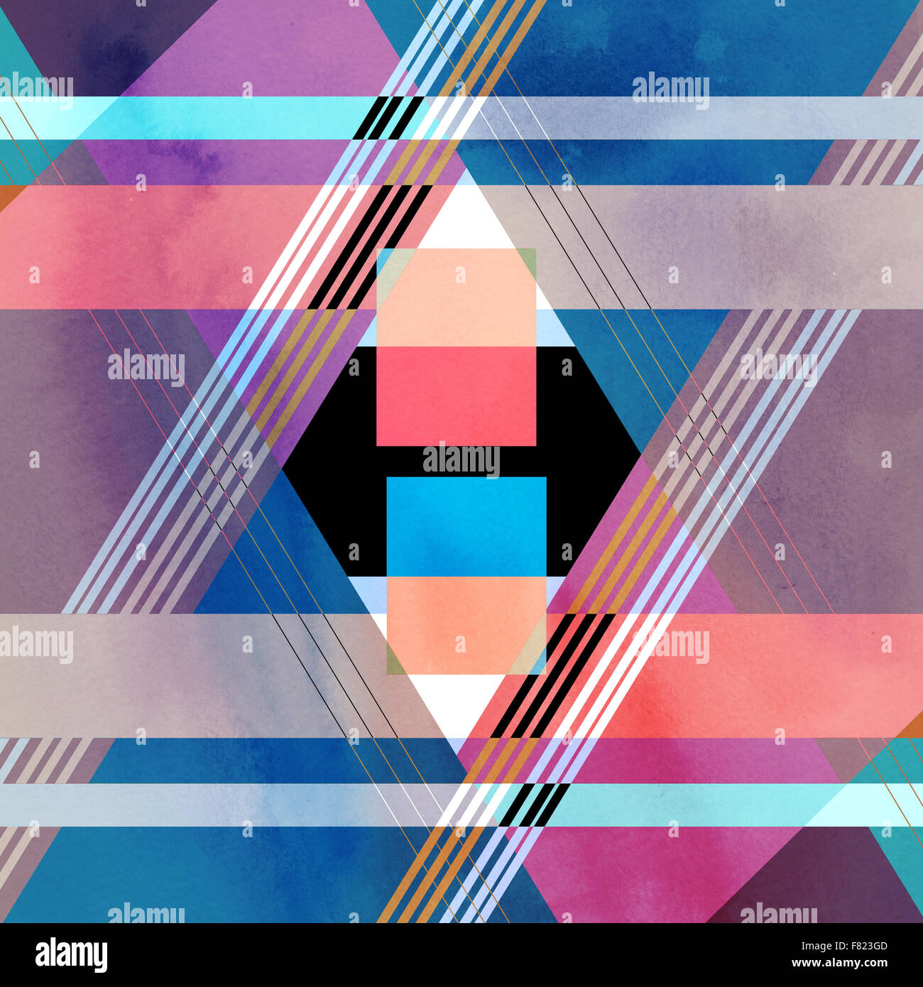 Abstract luminoso colorato con diversi elementi geometrici Foto Stock