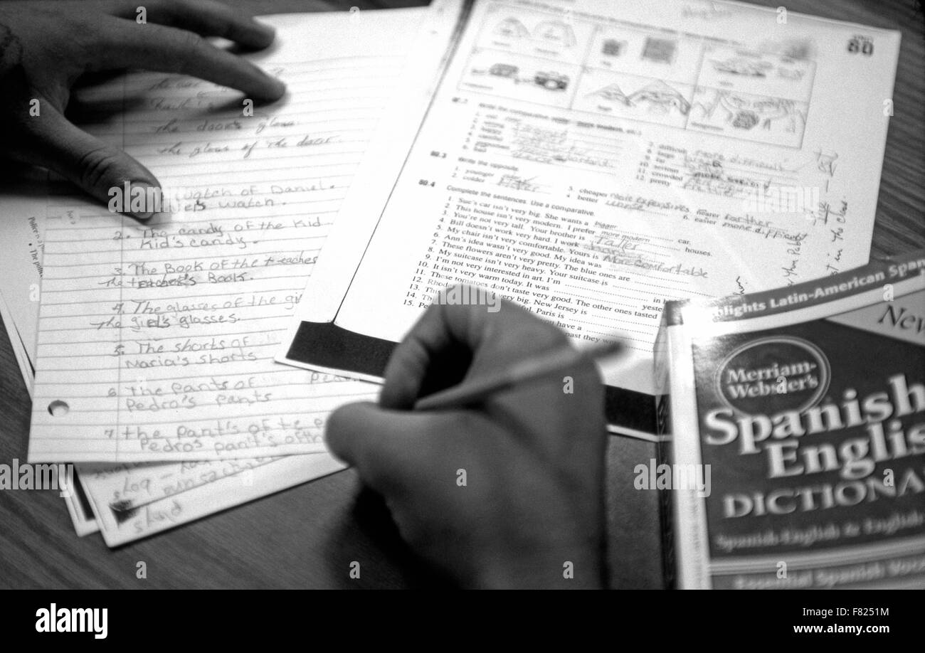 Prigionieri di stato lo studio dei libri di testo di inglese presso un impianto di correzzione in Georgia. Foto Stock