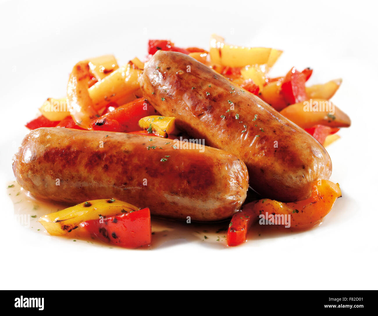 Cotto tradizionale salsiccia di maiale con peperoni arrosto Foto Stock