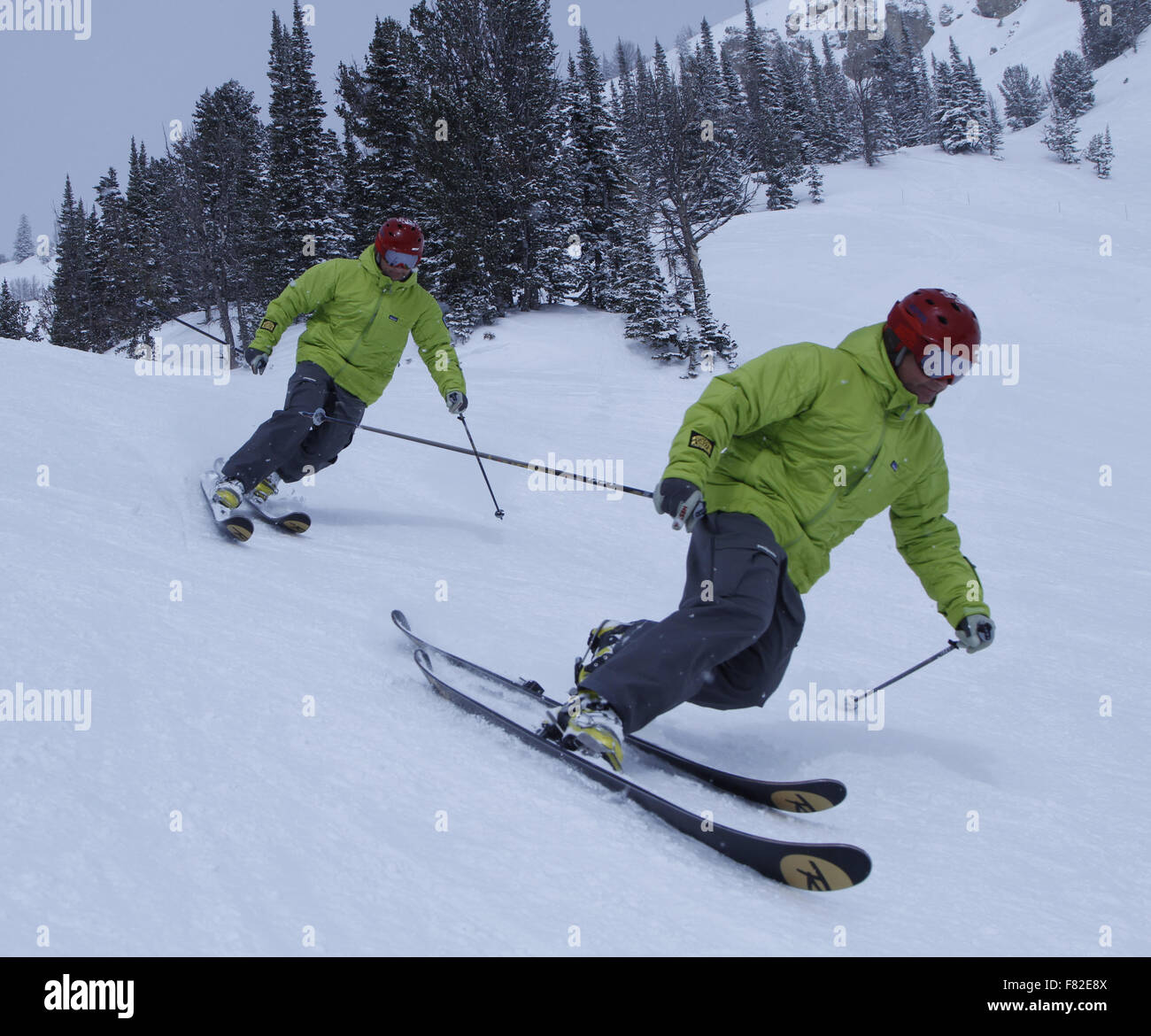 Immagine composita del telemark movimenti dello sciatore Foto Stock