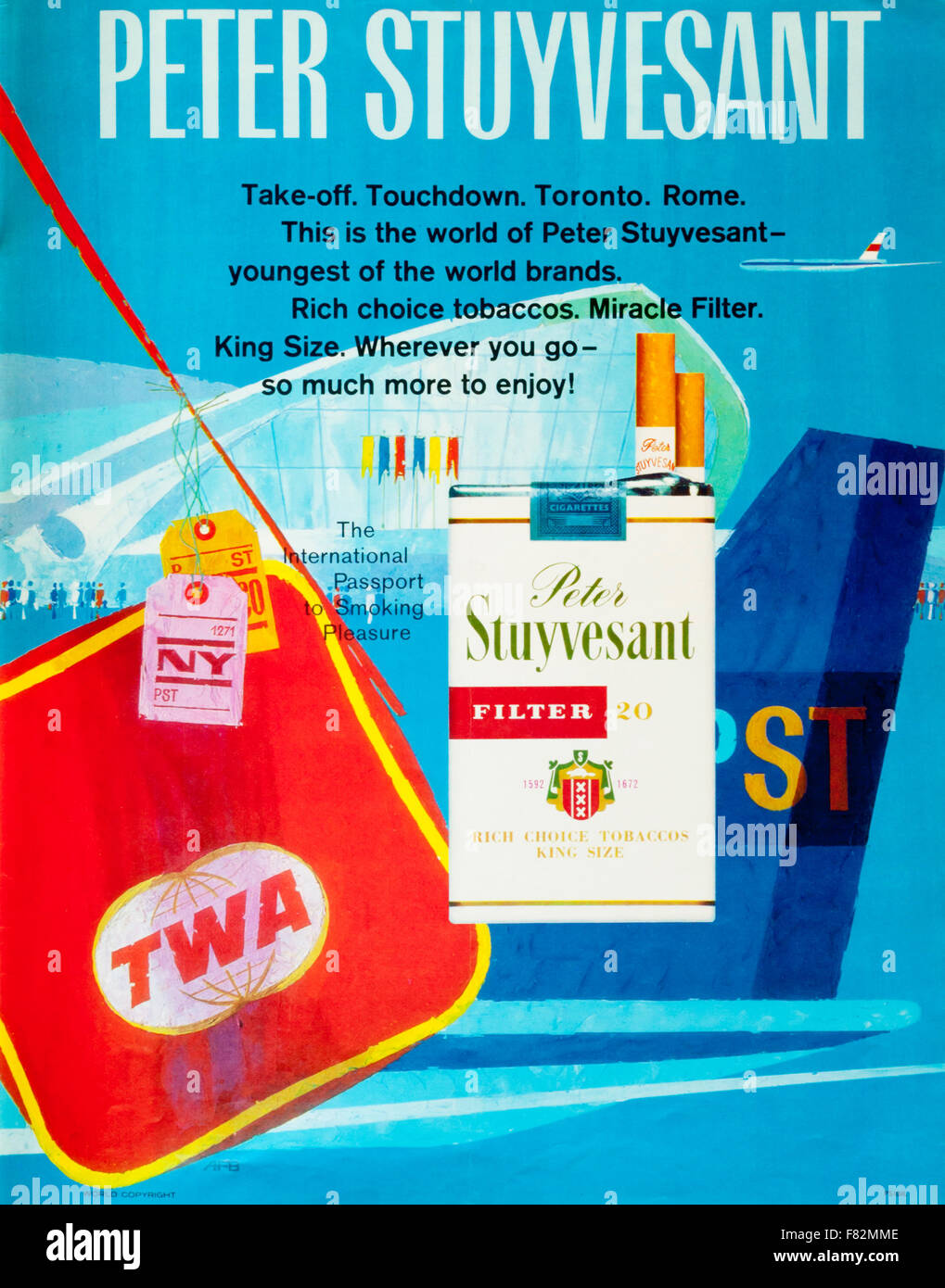 Anni sessanta annuncio rivista pubblicità Peter Stuyvesant sigarette. Foto Stock