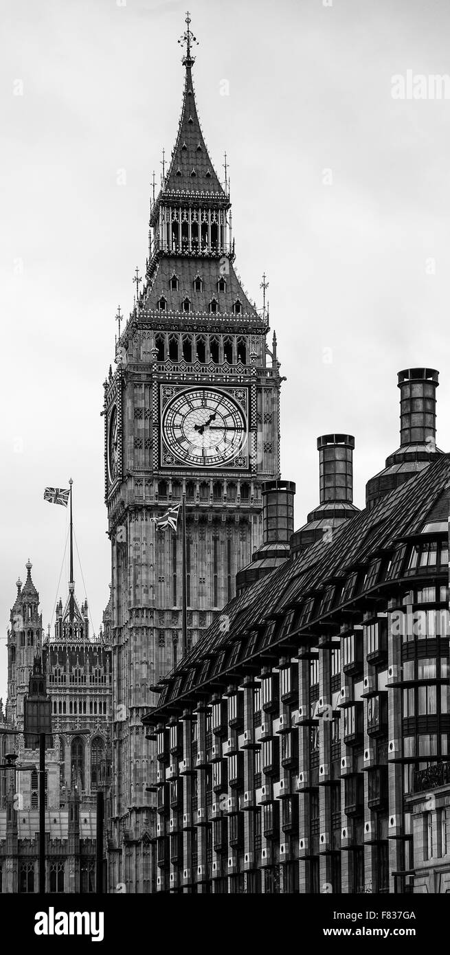 Case del Parlamento Londra vista di St Stephen's tower Foto Stock