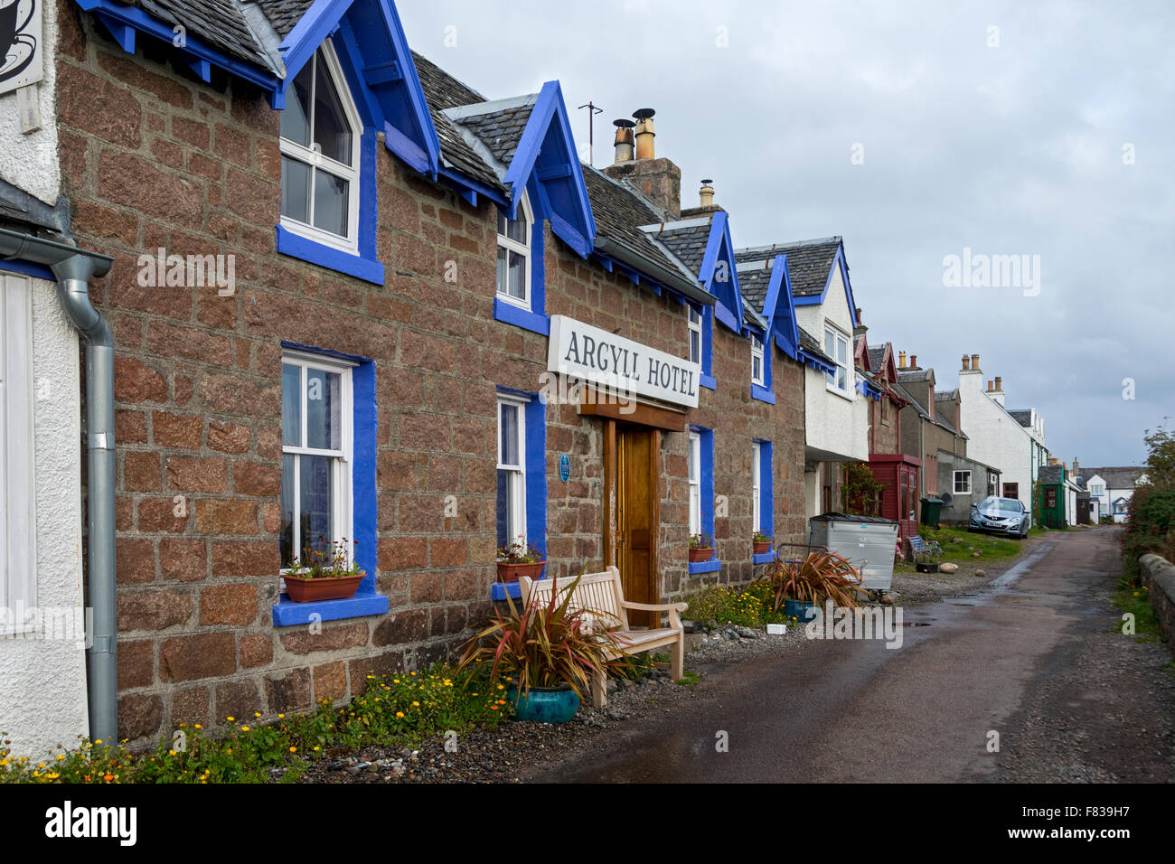 L'Argyll Hotel sulla strada del villaggio, Baile Mor, Isola di Iona, Ebridi Interne, Scotland, Regno Unito Foto Stock