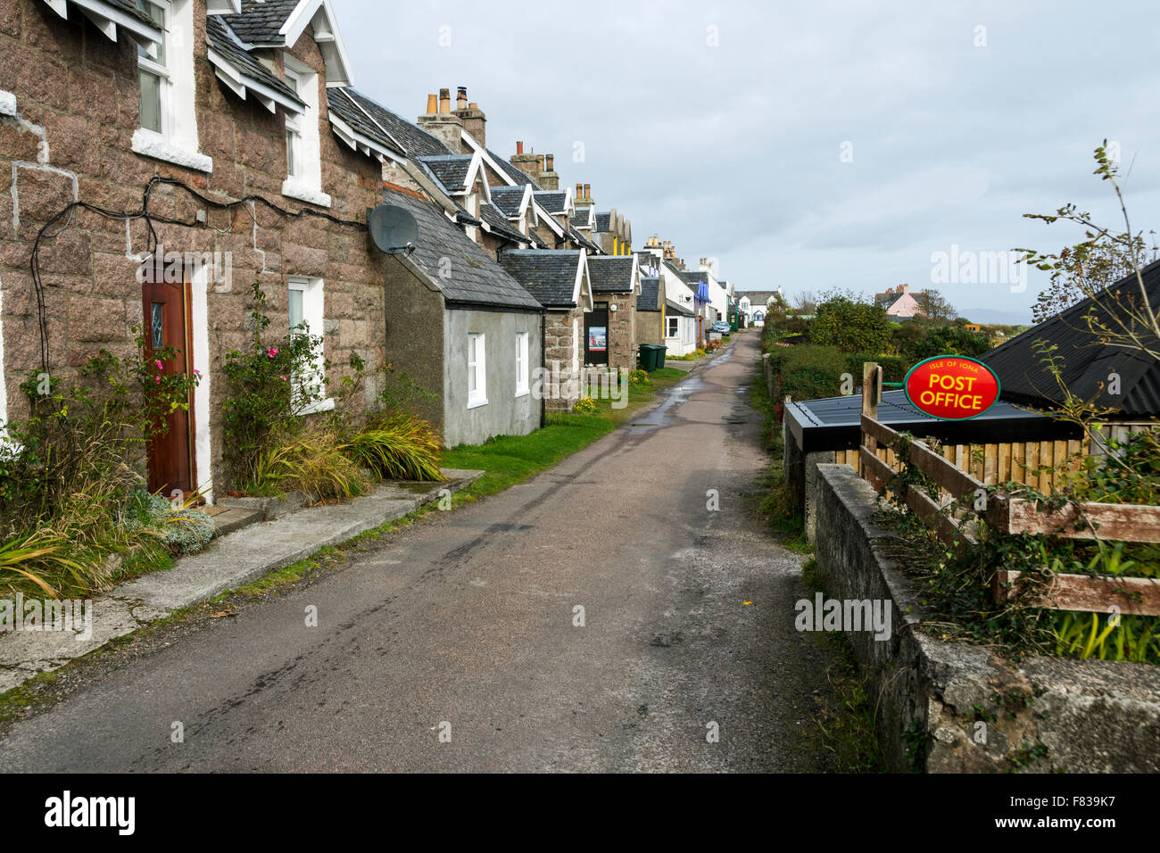 Case del Borgo Street, Baile Mór, Isola di Iona, Ebridi Interne, Scotland, Regno Unito Foto Stock