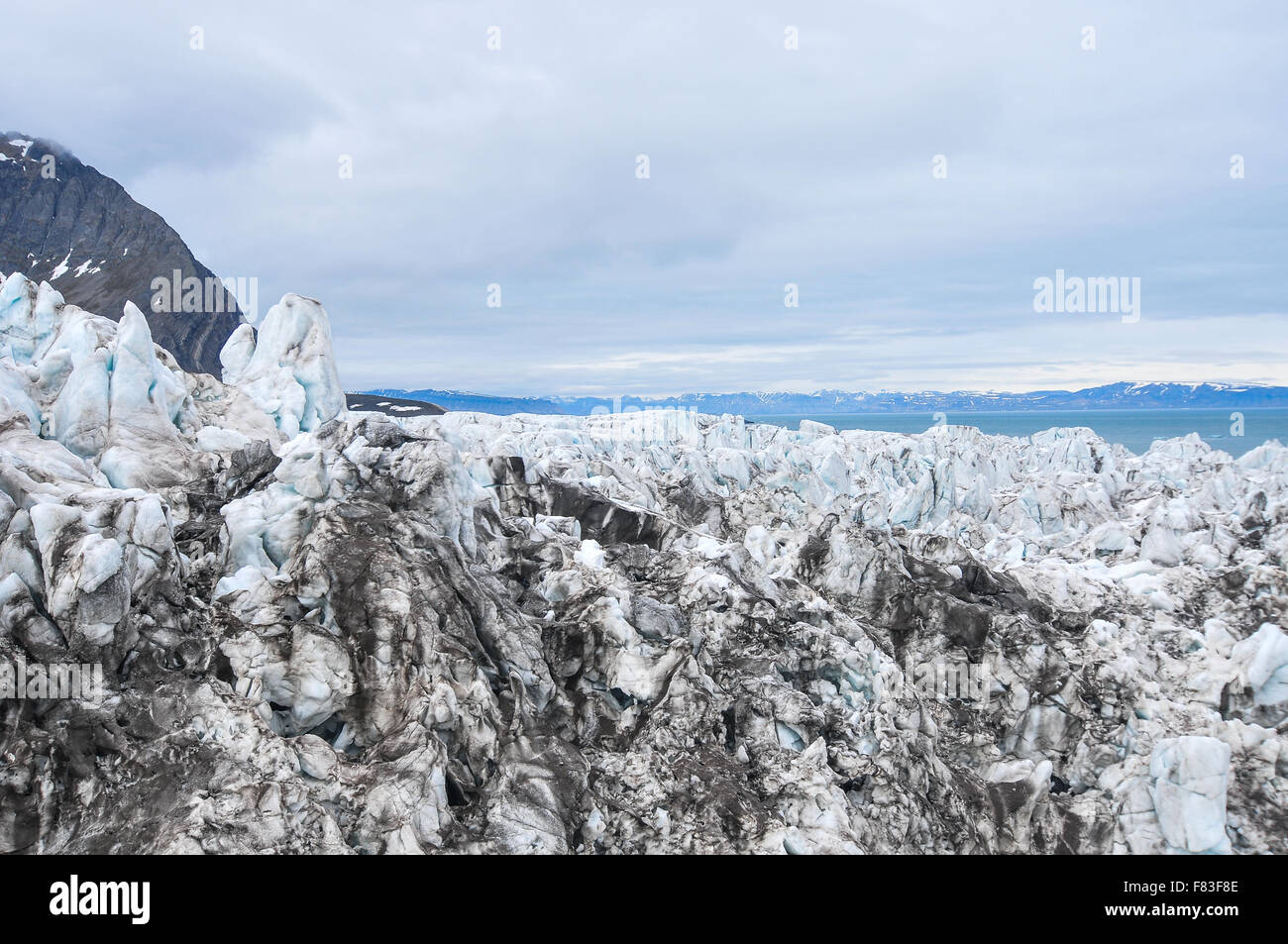 L'Isola di Svalbard vicino a l'Artico è uno dei luoghi più freddi sulla terra tuttavia il riscaldamento globale ha un impatto Foto Stock