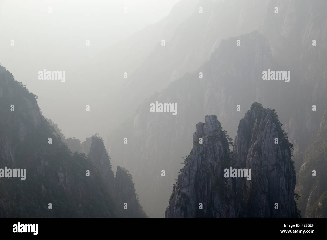 Colline di granito giallo (Montagne Huangshan) provincia di Anhui Cina Foto Stock