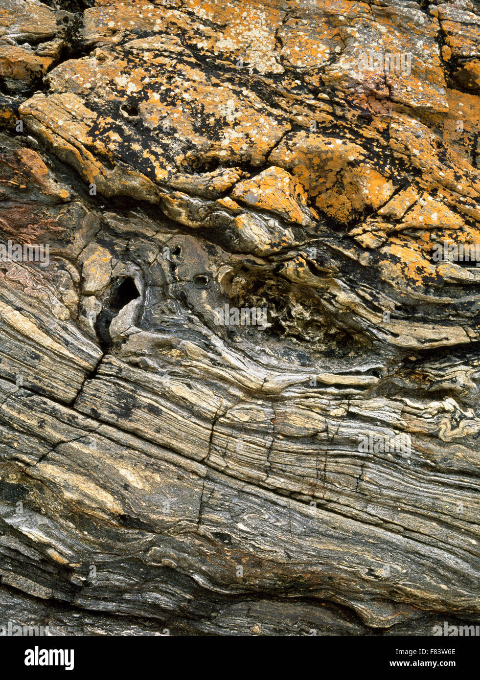 Precambrian formazioni geologiche porto Nis, in corrispondenza della punta settentrionale dell'isola di Lewis.Le rocce più antiche in Gran Bretagna sono su Foto Stock