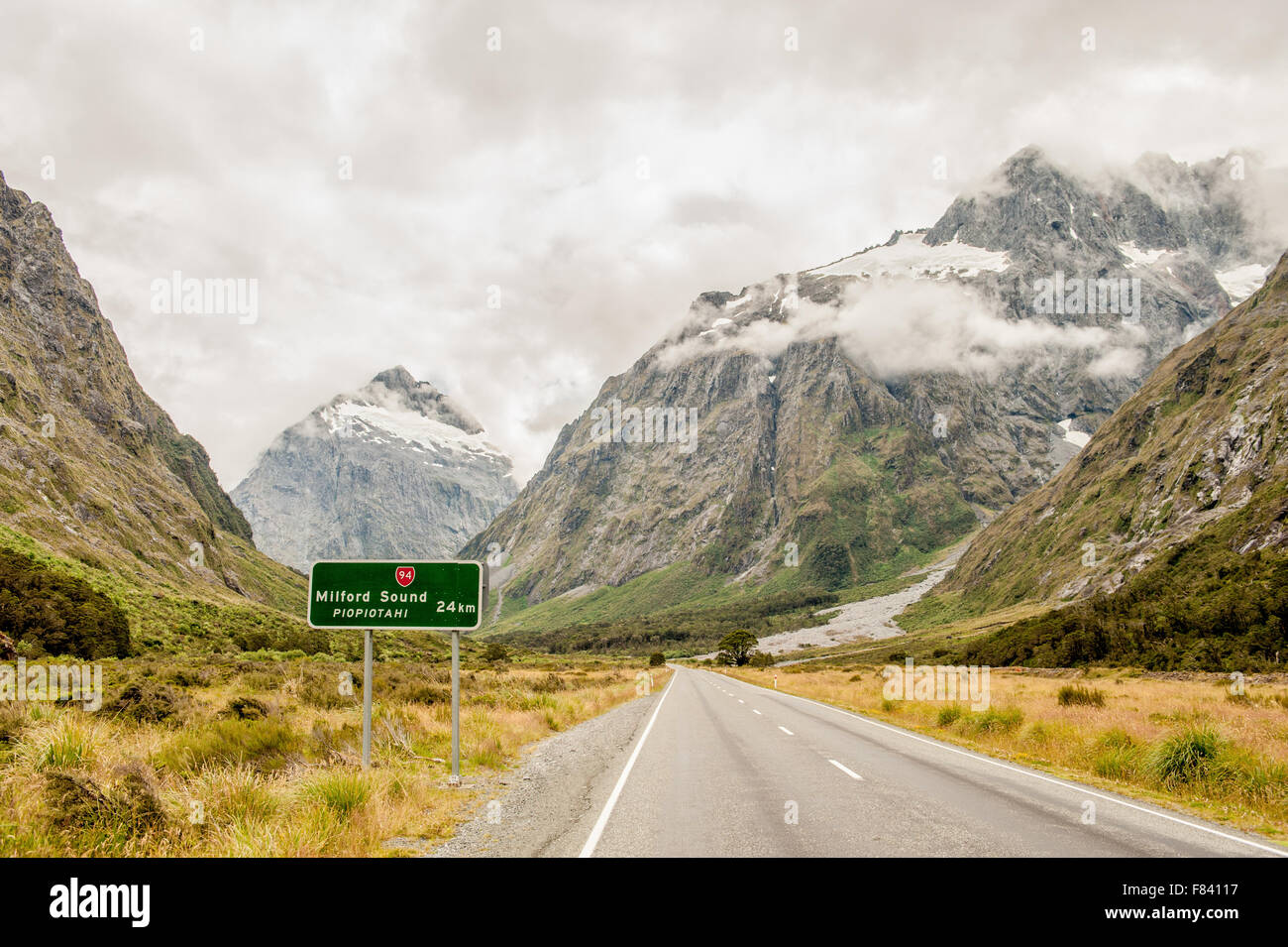 Milford road, Parco Nazionale di Fiordland, Isola del Sud, Nuova Zelanda Foto Stock