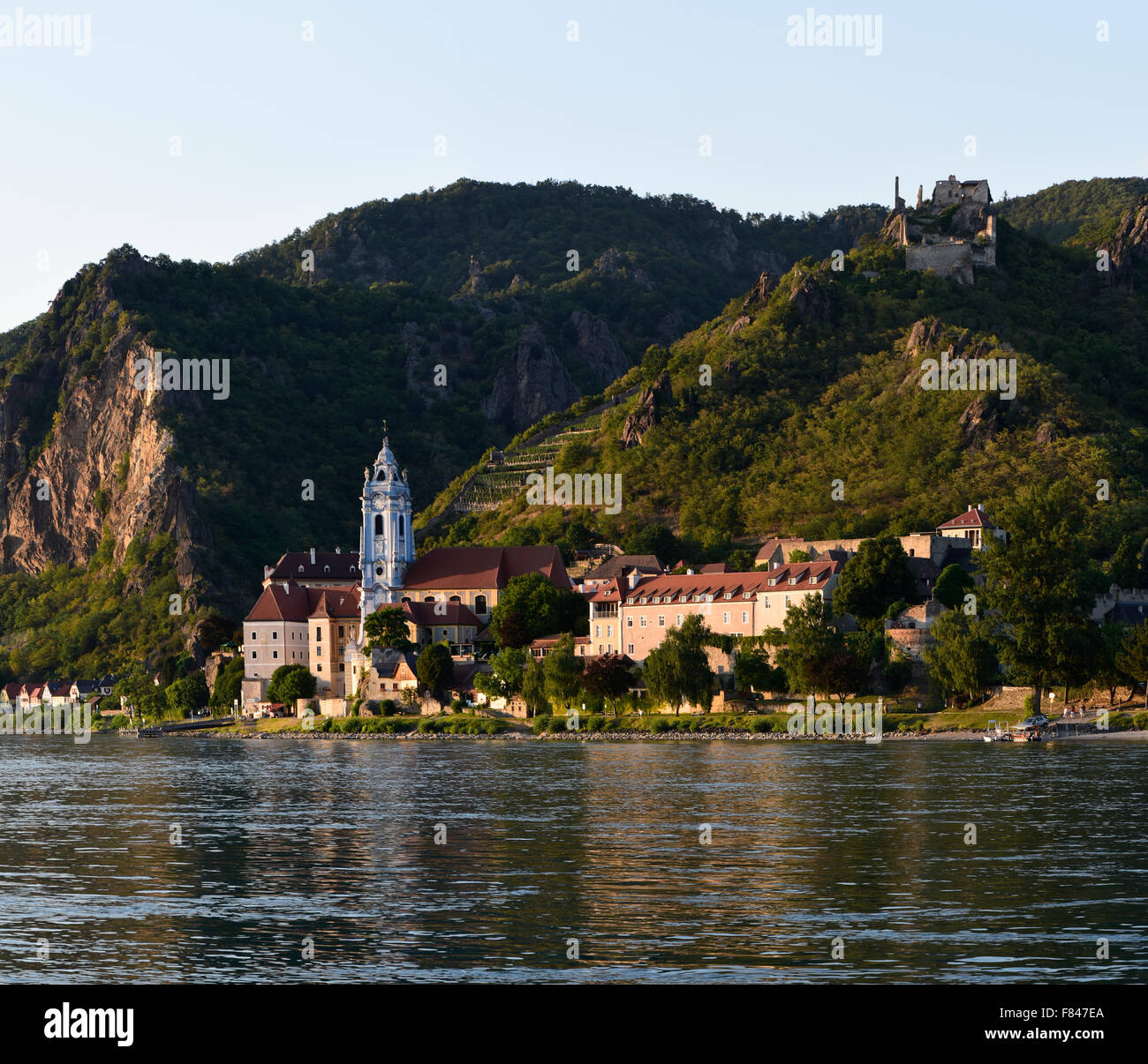 Il fiume Danubio, Duernstein, Wachau, Austria Inferiore, Austria Foto Stock
