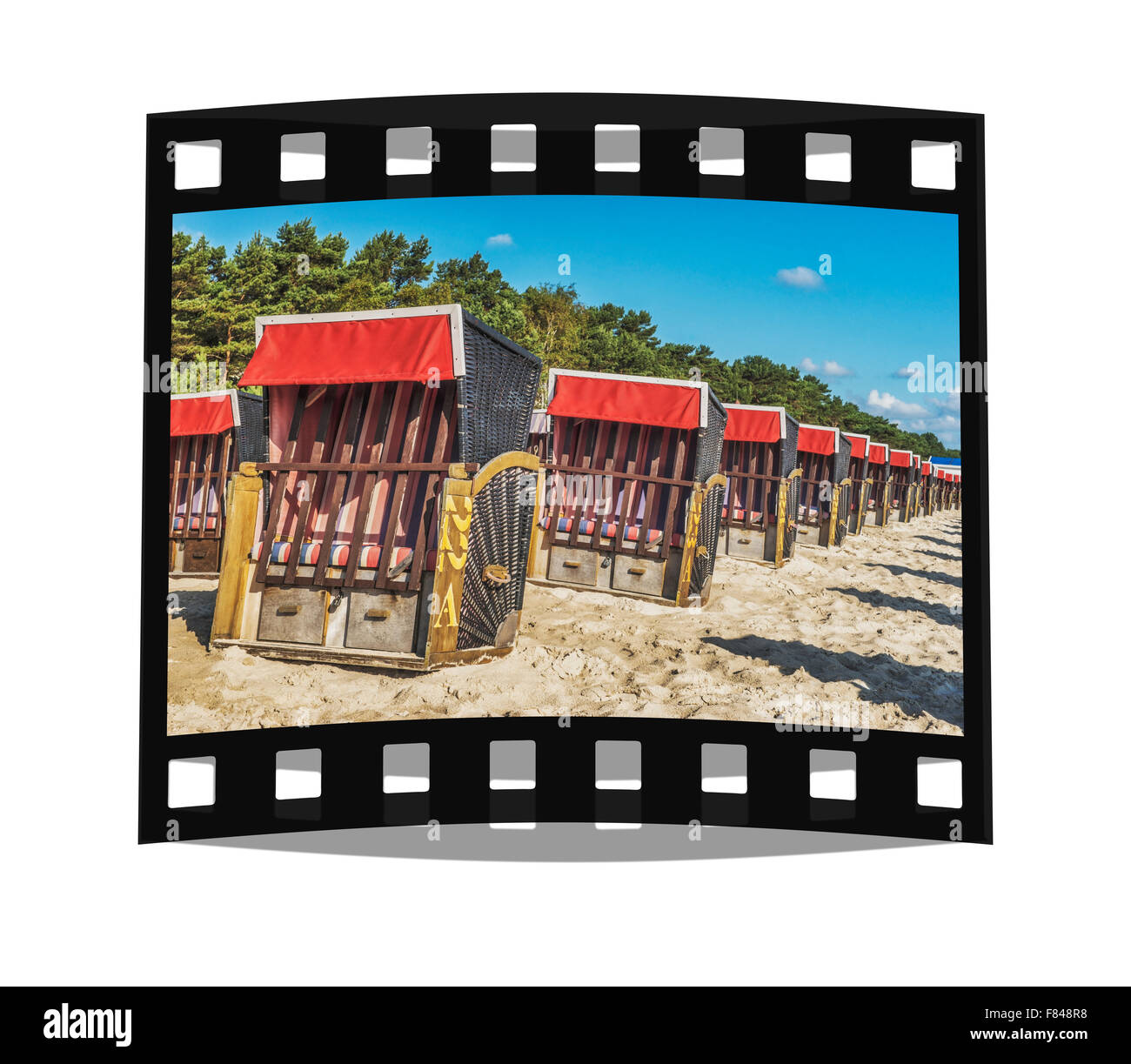 Sedie da spiaggia sul Mar Baltico beach resort del Mar Baltico Binz, Ruegen Isola, Meclemburgo-Pomerania Occidentale, Germania, Europa Foto Stock