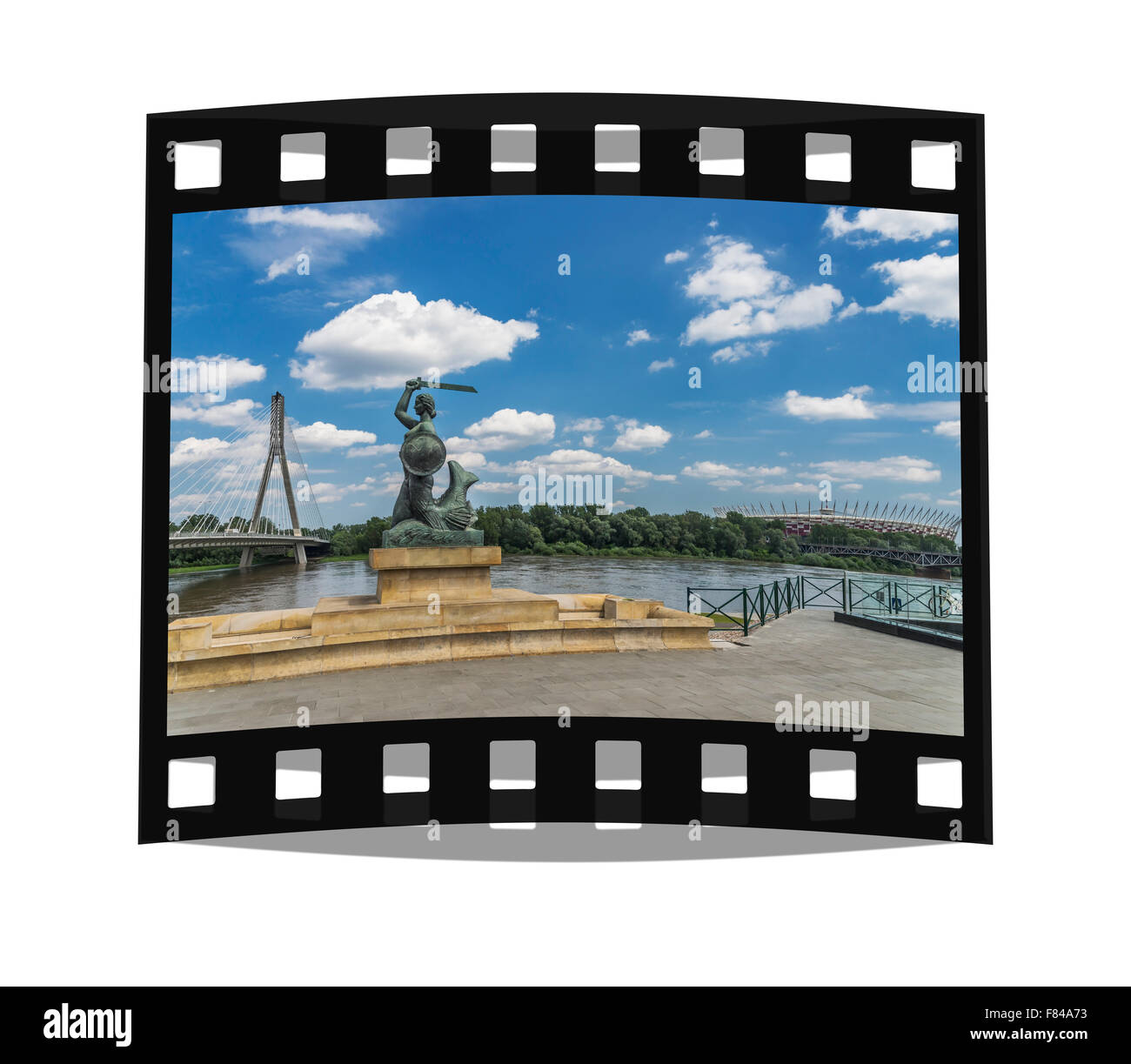 La statua della Sirenetta di Varsavia si trova sulla sponda sinistra del fiume Vistola, Varsavia, Masovian, Polonia, Europa Foto Stock