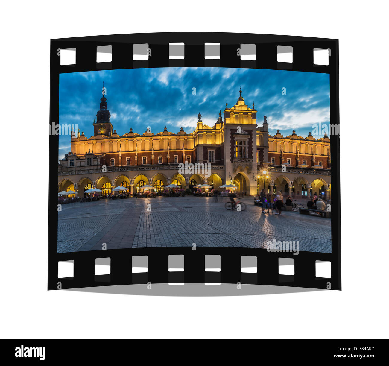 Il panno di Cracovia Hall di notte. L'edificio si trova la piazza principale del mercato, Cracovia, Piccola Polonia, Polonia, Europa Foto Stock